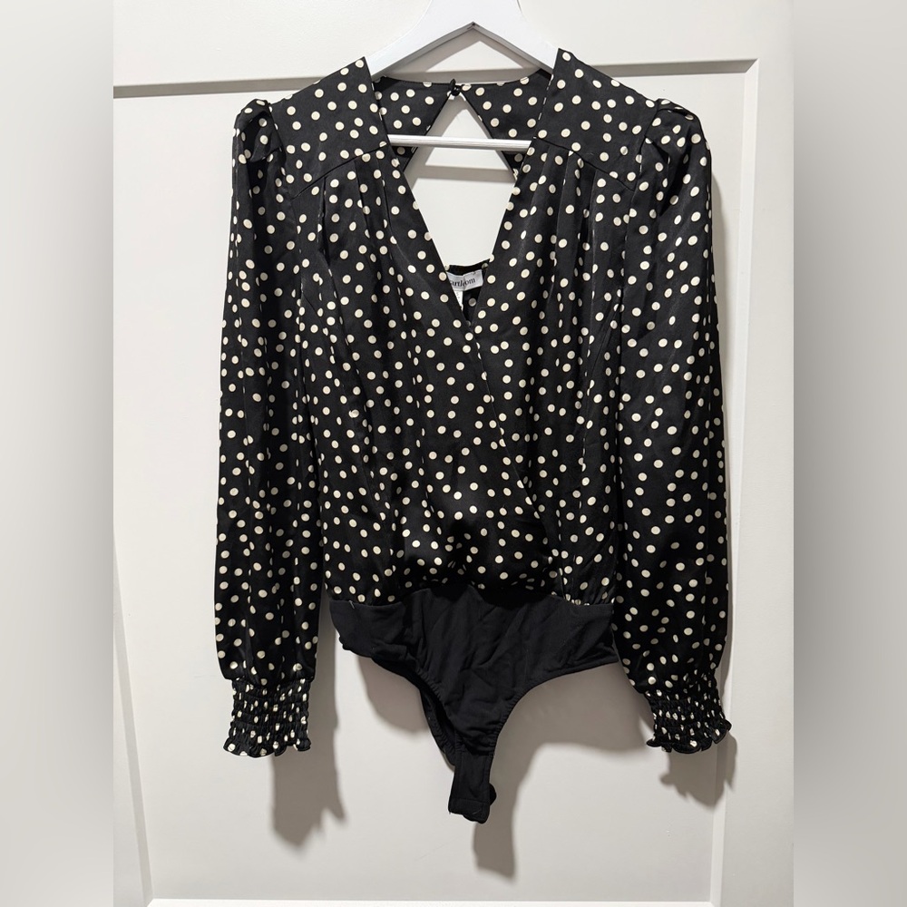 Heartloom Black Polka Dot Long Sleeve Bodysuit